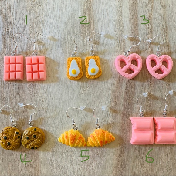 Jewelry - 3/15$ Super cute handmade earrings 925 silver pastry sweets bread